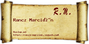 Rancz Marcián névjegykártya